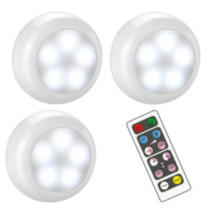 Wireless Dimmable LED Puck Lights with Remote Control, AA-1030 Operated with 3 AA Batteries, Stick on LED Under Cabinet Lighting with Timer, Cool White and Warm White (3 Pack)